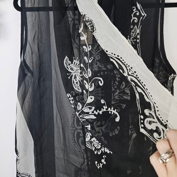 Coldwater Creek Butterfly Sheer Scarf Black White Vest One Size Fall NWT $49.95 - Picture 8 of 15